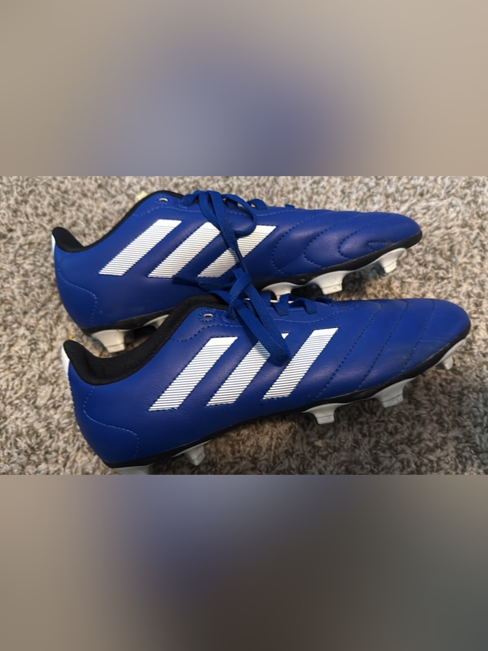 Adidas Youth Royal Blue Soccer Cleats with White Stripes Size 6